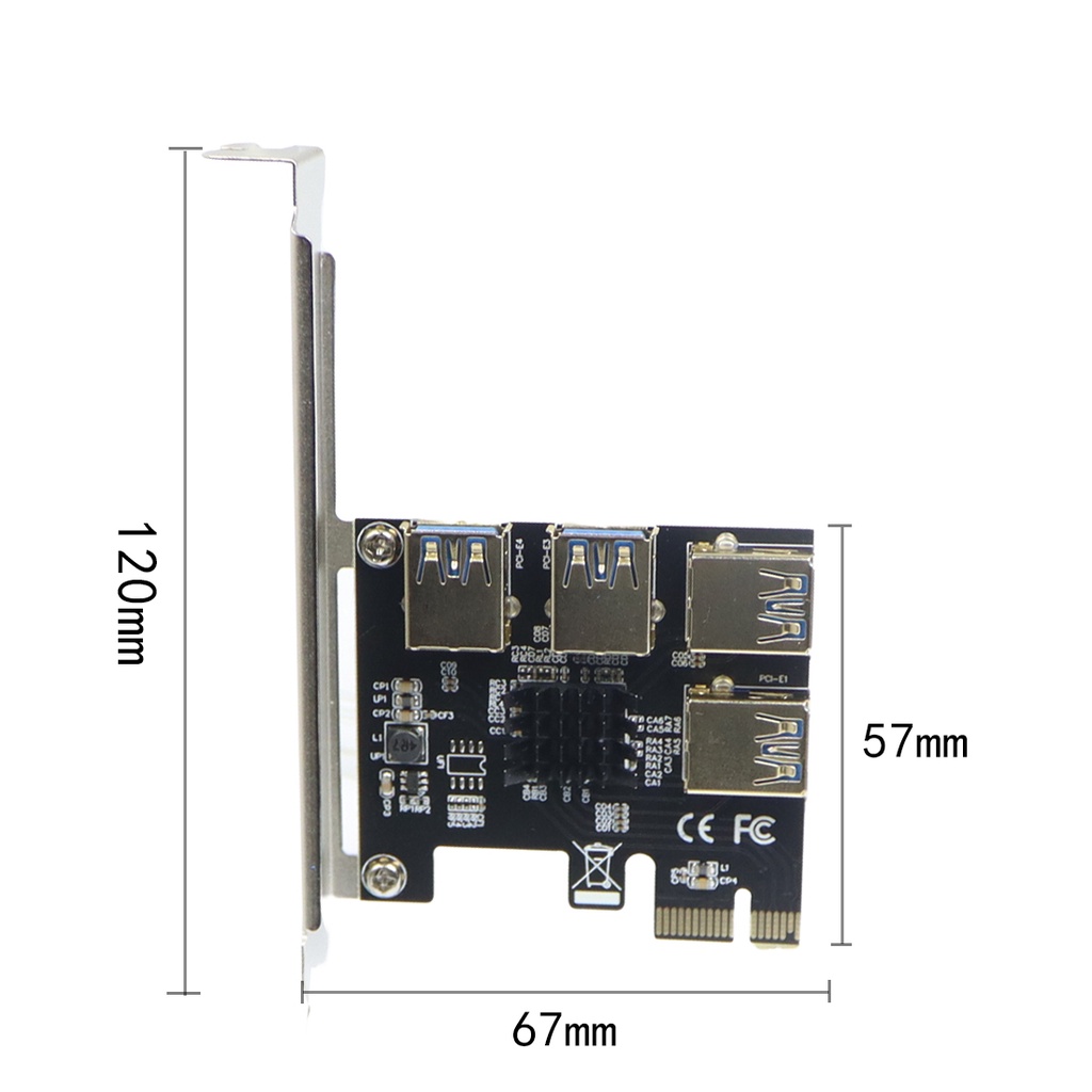 Card Đồ Họa Mở Rộng Chuyển Đổi USB 3.0 PCI-E Express 1x Sang 16x Pcie 1 Sang 4 USB Cho Miner BTC Litcoin