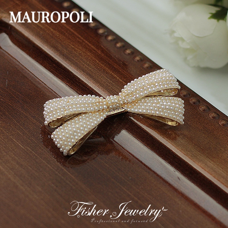 Mauropoli [Sẵn Sàng] Kẹp Tóc Nửa Tie Mùa Xuân Nơ Ngọc Trai Sang Trọng Phụ Kiện Đầu Lưng Bên Nổ