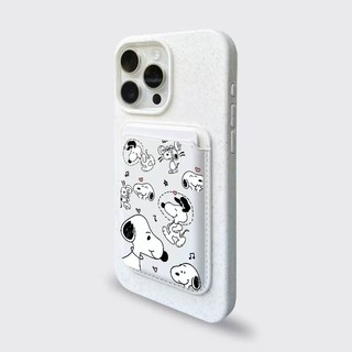 Ví phong cách cặp đôi Snoopy màu trắng cho iPhone 16 pro Max 15 14 13 12 pro Max 16Plus Giá đỡ điện thoại thẻ cho vỏ bỏ túi