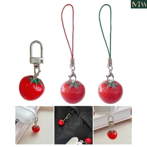 Miss * Móc khóa hình cà chua đáng yêu với hình ảnh cô gái và lá cho phong cách trẻ trung