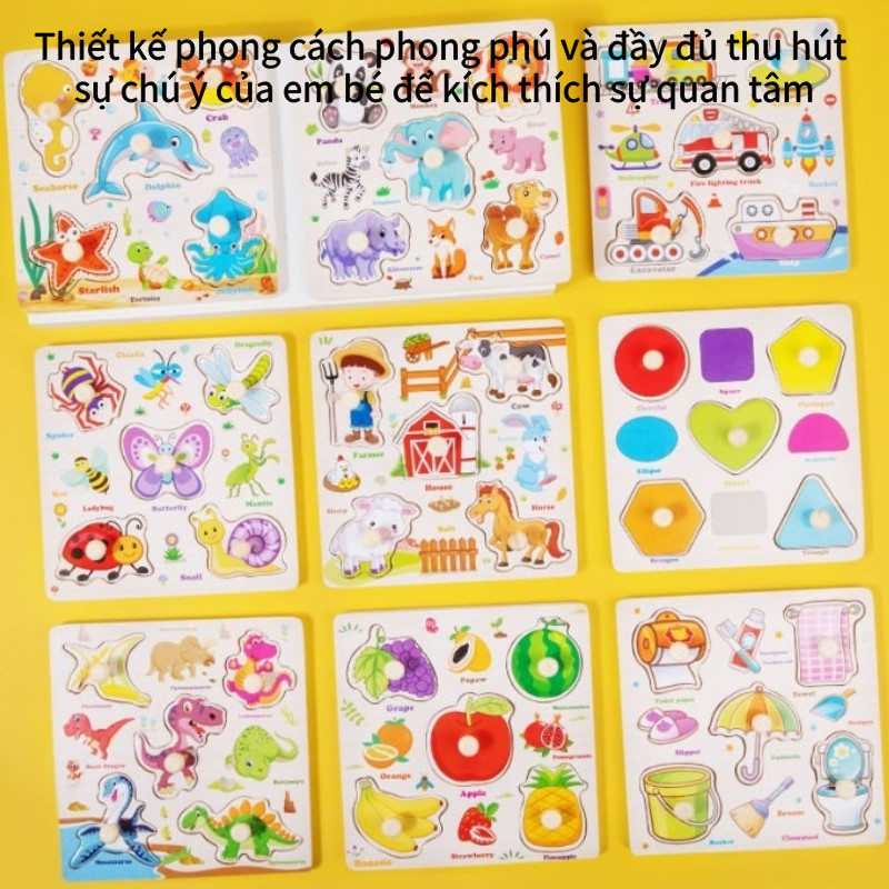 Bảng Núm Gỗ Đa Dạng Chủ Đề， Bảng Ghép Hình Thông Minh Dạy Nhận Biết Hình Khối Và Chữ Cái Cho Bé，Giúp bé học nhận thức