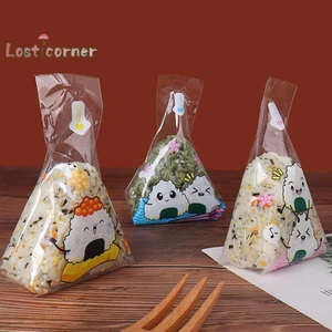 Lostcorner 100 Chiếc Hoạt Hình Dễ Thương Tam Giác Cơm Túi Đóng Gói Rong Biển Sushi Khuôn Túi Sushi Bento Phụ Kiện Rong Biển Cơm Sushi Túi Mới