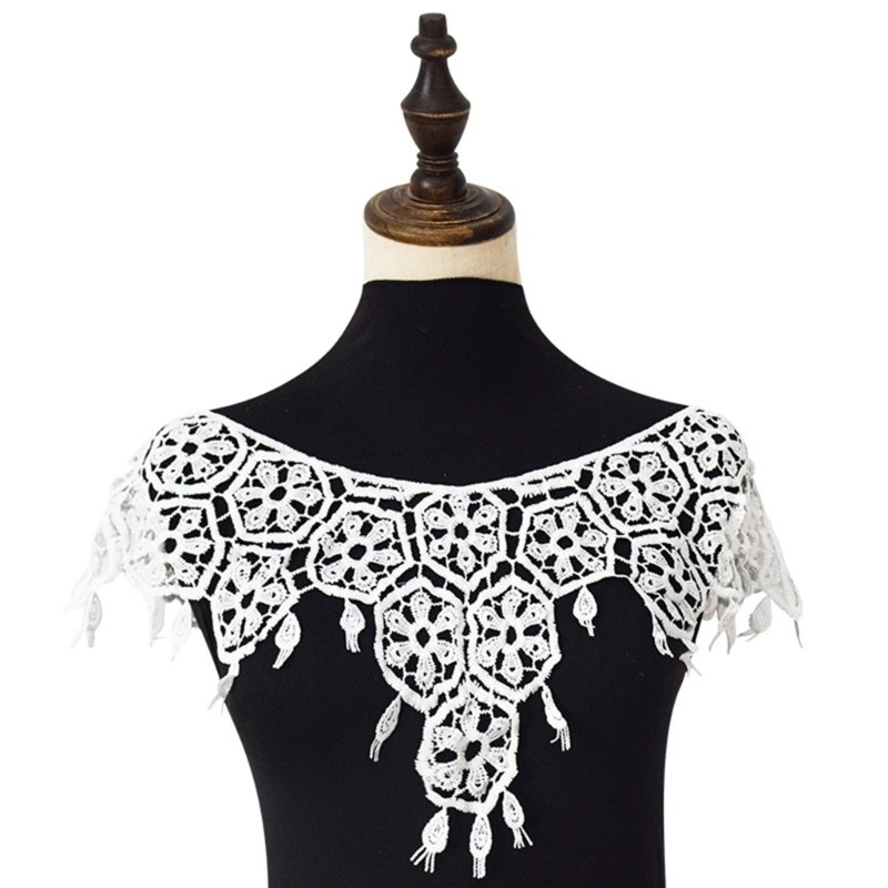 Dasbsug Khăn Ren Polyester Với Thiết Kế Hoa Thoáng Khí Giả Cổ Áo Choker Nửa Áo Sơ Mi Cổ Cho Thanh Lịch