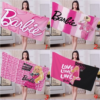 Khăn Barbie màu hồng Khăn đi biển In một mặt Mềm thấm vải Terry Khăn tắm Cuộc sống gia đình Đồ dùng phòng tắm