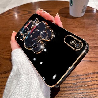ốp lưng redmi 9a Ốp Điện Thoại TPU Silicon Mềm Mạ Điện Gắn Gương Trang Điểm Hình Thỏ 3D Cho redmi 9a
