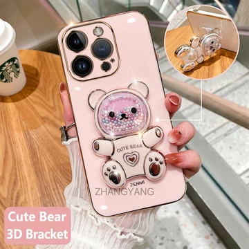 ốp lưng iphone 14 iphone 14 pro iphone 14 pro max iphone 14 plus Ốp Điện Thoại tpu Dẻo Mạ Màu 3D In Hình Gấu Nhỏ Đáng Yêu Có Giá Đỡ Cho iphone 14 iphone 14 pro iphone 14 pro max iphone 14 plus