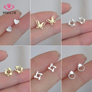 1 Đôi Bông Tai Bạc Tối Giản Hình Hoa Tulip / Trái Tim / / Trái Tim Nhỏ Thời Trang Cho Nữ Mới