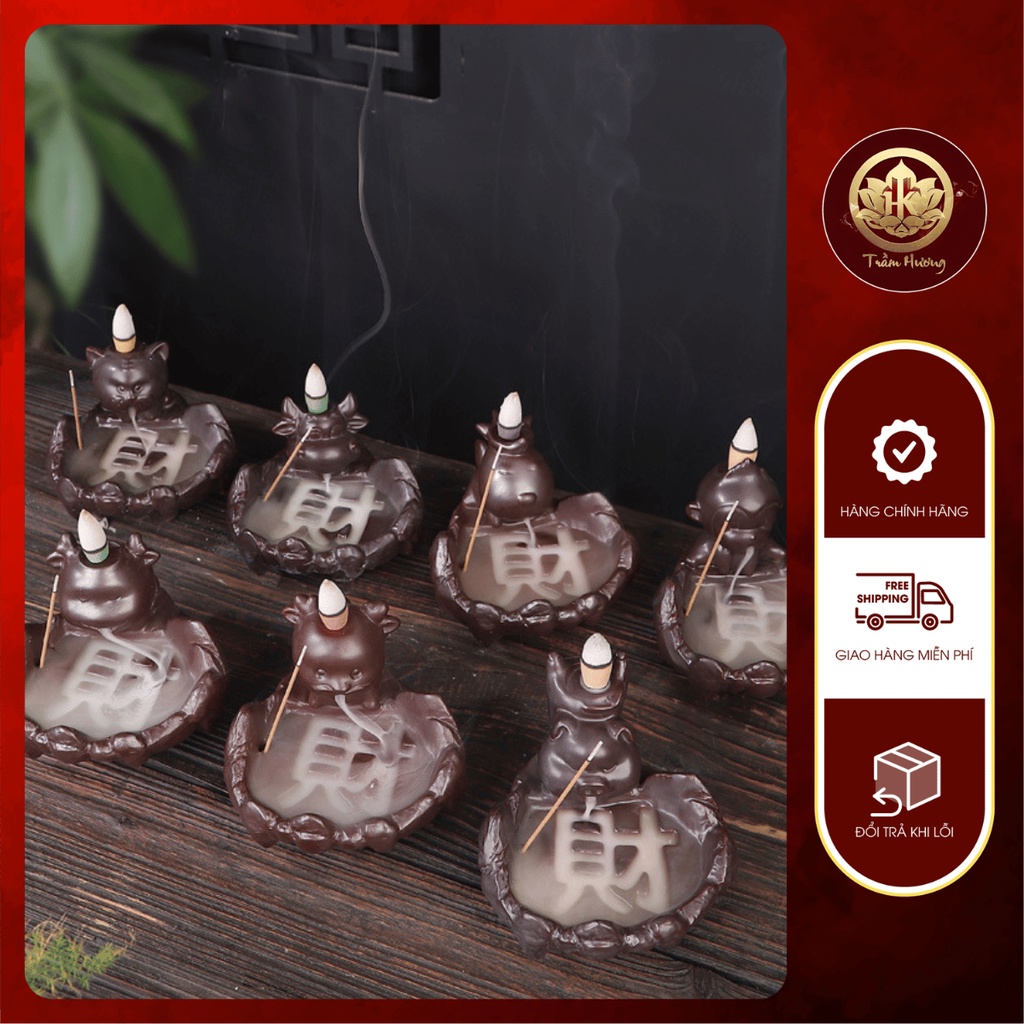 Thác khói gốm tử sa, đồ trang trí cổ điển decor phòng trà cao cấp độ hoàn thiện cao