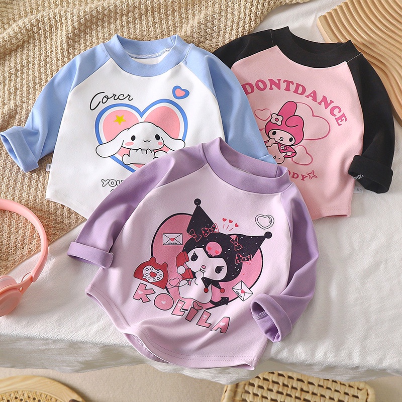 Bé Gái Đáy Áo Mùa Thu Phong Cách Phương Đông Trung Nhỏ Trẻ Em Áo Thun Phong Cách Mới Influencer Dài Tay Thời Trang Xuân Thu Top JON8