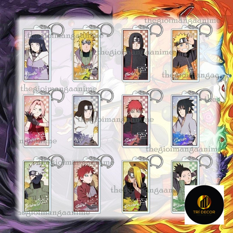 Móc khóa NARUTO ver CHỮ NHẬT mica acrylic in hình anime xinh xắn