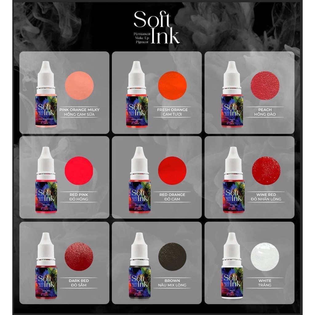 Mực Soft Ink phun môi đẹp chuẩn chính hãng MTH chai chiết 3.3ml 5ml Fullsize 10ml