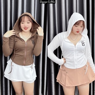 Áo Khoác Thun Gân Trơn Nhỏ Clothing Nữ Big size Cao Cấp Kiểu Dáng Chuppy có in hình chữ B xinh xắn trẻ trung G25
