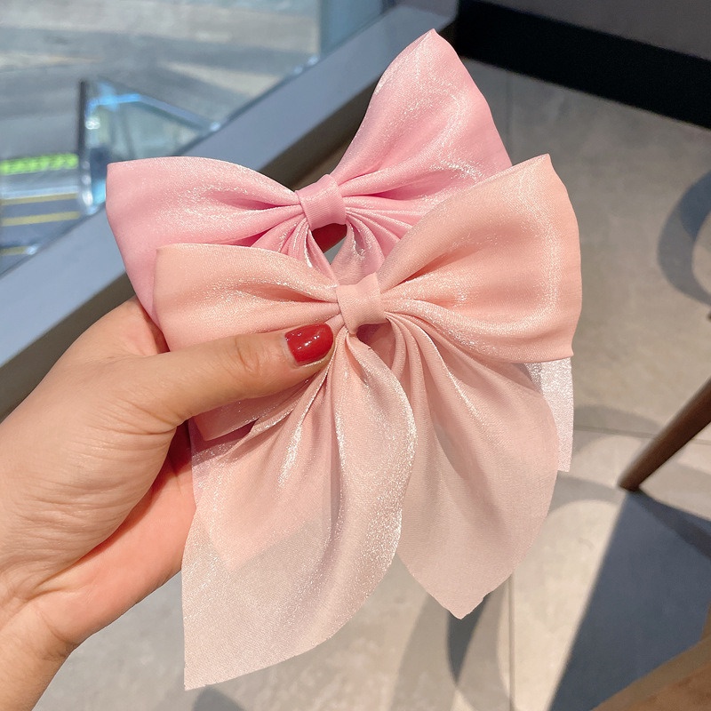 Kẹp Tóc Nơ satin Đính Ngọc Trai Siêu Nữ Tính / Kẹp Tóc Đuôi Ngựa Bằng Nơ Lớn Phong Cách Hàn Quốc Ngọt Ngào / Phụ Kiện Tóc Đuôi Ngựa Cho Nữ Giá Đỡ