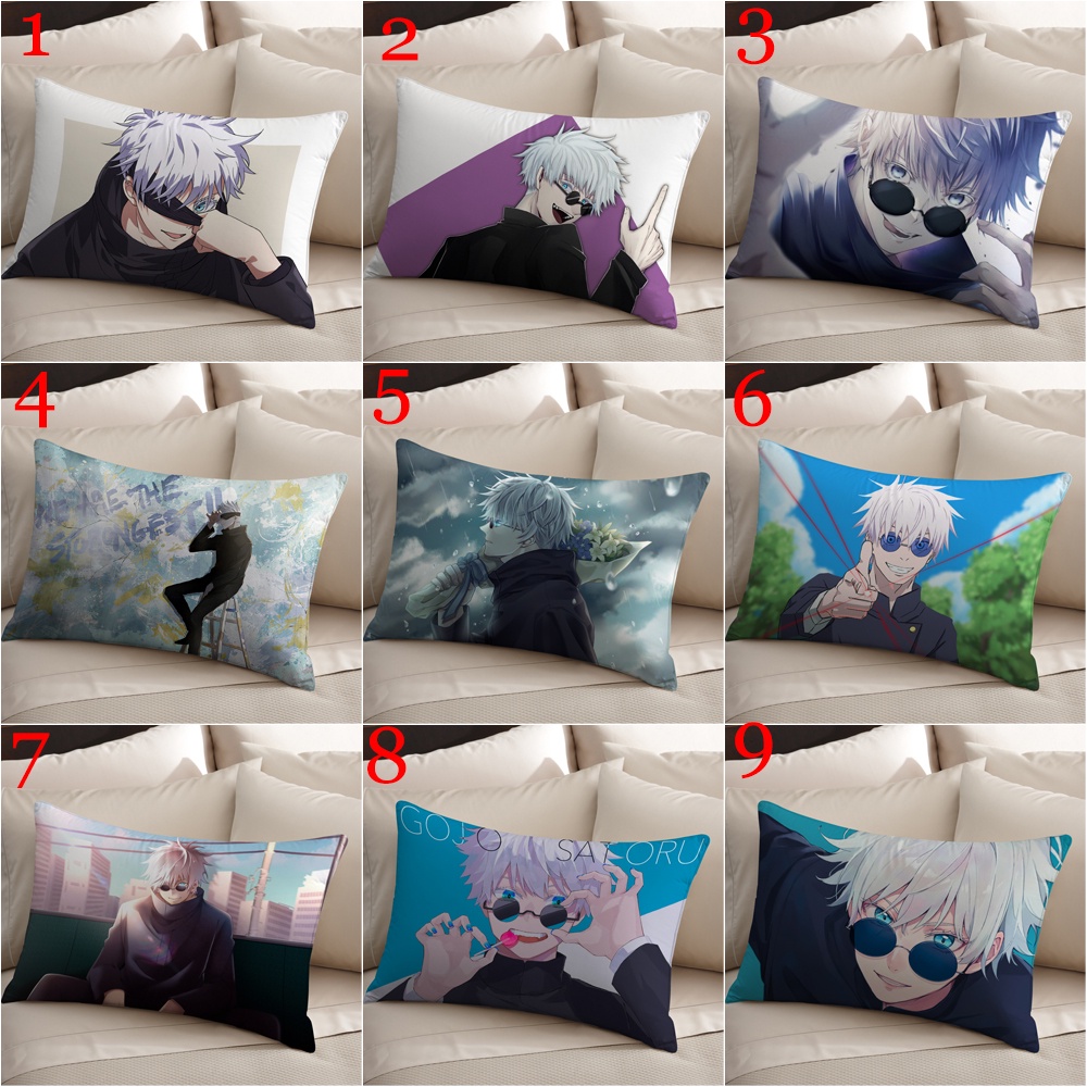 Satoru gojo Vỏ Gối polyester Hình Chữ Nhật In Hình anime jujutsu kaisen Một Mặt Trang Trí Nhà Cửa (Không Kèm Lõi)