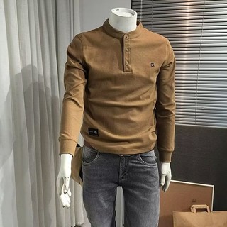 DICHUANGZHE Áo Thun Tay Dài Dáng Rộng Màu Sắc Đơn Giản Phong Cách Hàn Quốc Cho Nam