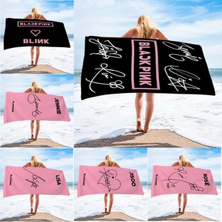 Kpop BLACKPINK Logo Khăn Terry Jisoo, Jennie, Rosé và Lisa In một mặt Khăn tắm vải Terry thấm hút mềm Khăn tắm đi biển Đồ dùng phòng tắm cuộc sống gia đình