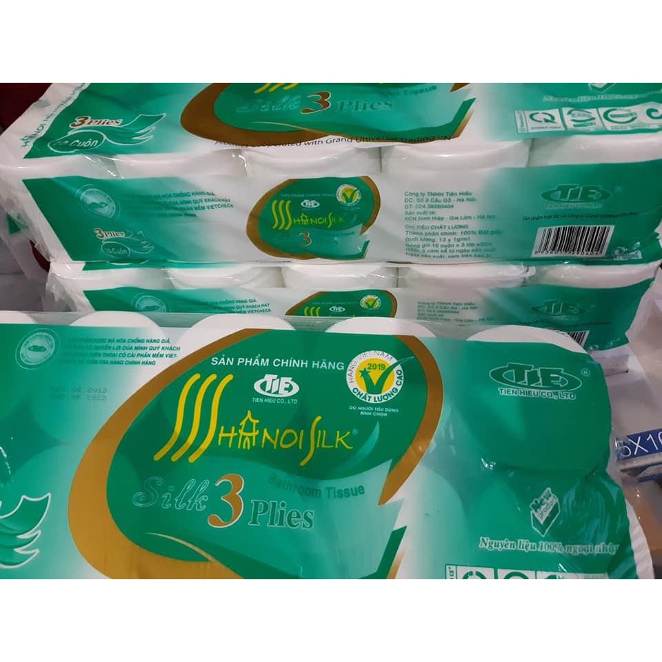 Giấy vệ sinh Hà Nội bịch 10 cuộn không lõi siêu dai siêu mịn MVH