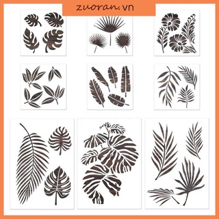 Set 9 Khuôn Vẽ Lá Hoa Rỗng Linh Hoạt Cho Thẻ Làm Thẻ