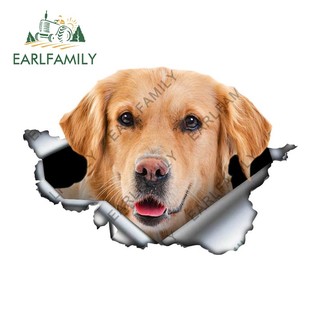 EARLFAMILY 13cm x 8.8cm Sáng Golden Retriever Miếng Dán Xe Ô Tô Torn Kim Loại Decal Dán Phản Quang Chống Thấm Nước Kiểu Dáng Xe Trang Trí