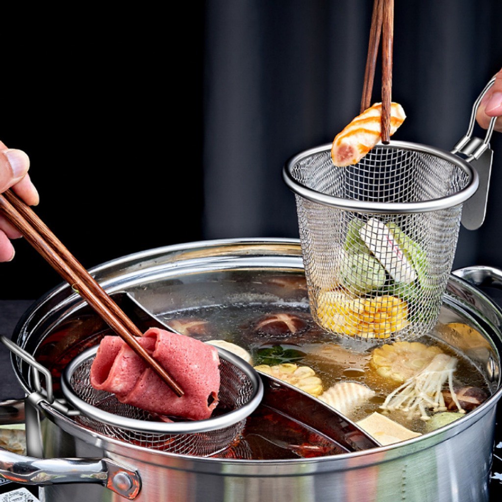 RỔ (VỢT) NHÚNG LẨU INOX 304 TRỤNG MÌ,BÚN,PHỞ, TRỤNG THỊT TRỤNG RAU CỦ ...
