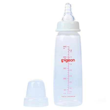 Bình sữa Pigeon PP chính hãng cổ hẹp 240ml núm ti silicone siêu mềm chống sặc đầy hơi cho bé sơ sinh