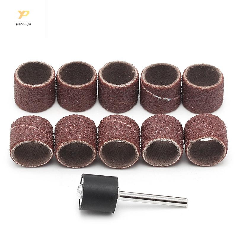 Ppy 10 Chiếc 12 5 Mm Grit 80 Dây Chà Nhám + 3 17 Mm Mandrel Dụng Cụ Quay Móng Tay Mũi Khoan