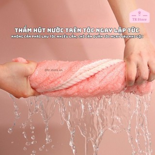 Khăn Quấn Tóc Siêu Thấm Hút Hỗ Trợ Ráo Nước Nhanh Khô Sau Khi Gội Dệt Lông Cừu Dày 2 Lớp 25*60cm