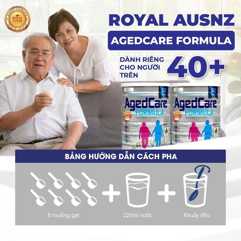 Ảnh Combo 2 Sữa Hoàng Gia Úc Royal Ausnz AGED CARE FORMULA Dành Cho Người Cho Người Trên 40 Tuổi Hộp 900g 2