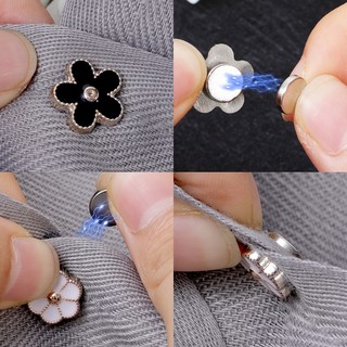 Nút Nam Châm Kim Loại Hình Hoa Trà Đính Ngọc Trai Giả / Kim Cương Giả / Khóa Cài Quần Áo diy Thời Trang Ngăn Chặn Bệnh Thủ Công ac