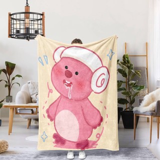 Zanmang Loopy chăn flannel hồng dễ thương, in một mặt, điều hòa không khí, quà tặng cho gia đình và bạn bè