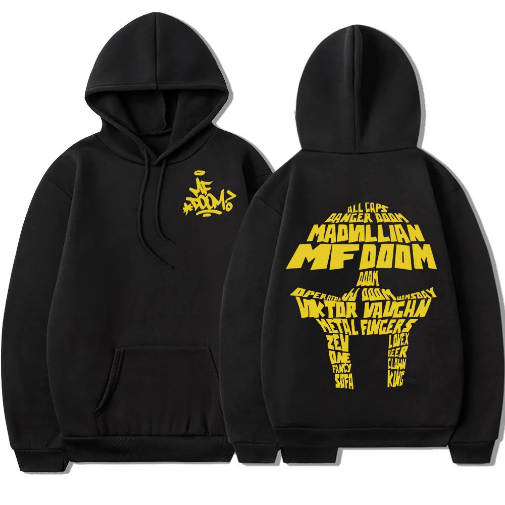 Rapper mf doom Áo hoodie sweatshirt Có Mũ Trùm Đầu Mặt Nạ Kim Loại Phong Cách punk hip hop Đường Phố Tay Dài Oversize Cho Nam