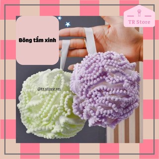 Bông tắm tạo bọt tẩy da chết viền xốp bông mềm gam màu pastel