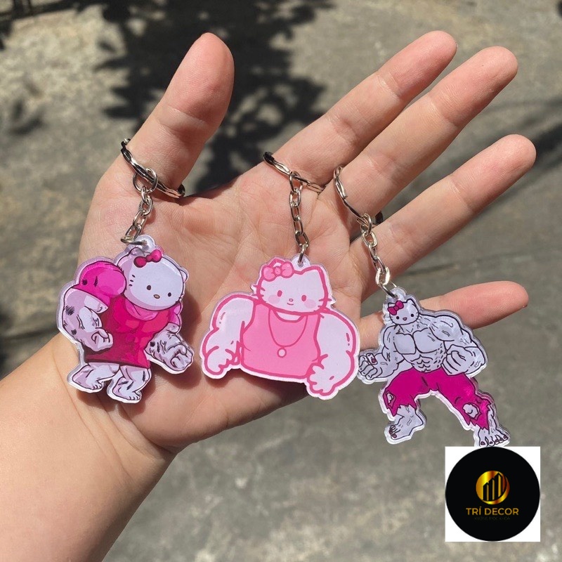 Móc khoá mèo hello kitty cơ bắp đô con lực lưỡng đáng yêu dễ thương