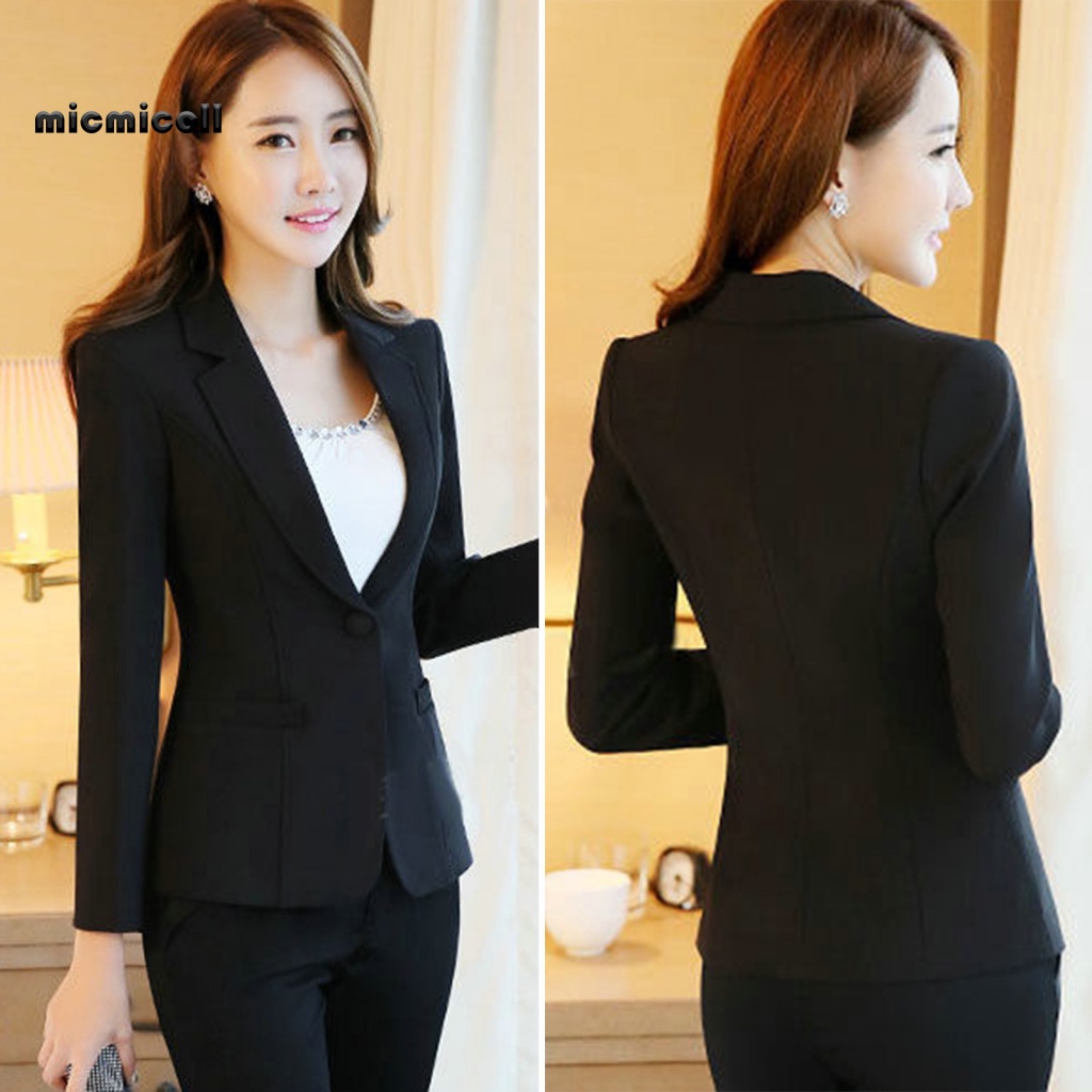 Áo Khoác blazer Tay Dài Màu Trơn Cài Một Hàng Nút Thời Trang Xuân Thu Cho Nữ