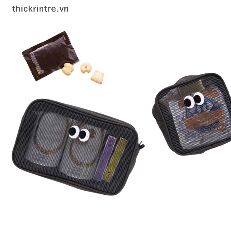 THI Mới Kẹo Màu Lưới Túi Đựng Mỹ Phẩm Dễ Thương Mắt To Trang Điểm Túi Trang Điểm Hộp Đựng Trang Điểm Di Động Vệ Sinh Túi Bảo Quản VN