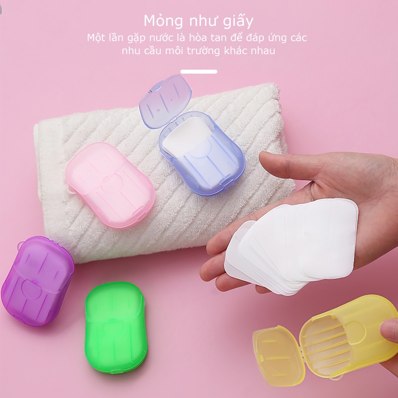 Hộp 20 miếng Xà phòng giấy mini du lịch tiện dụng
