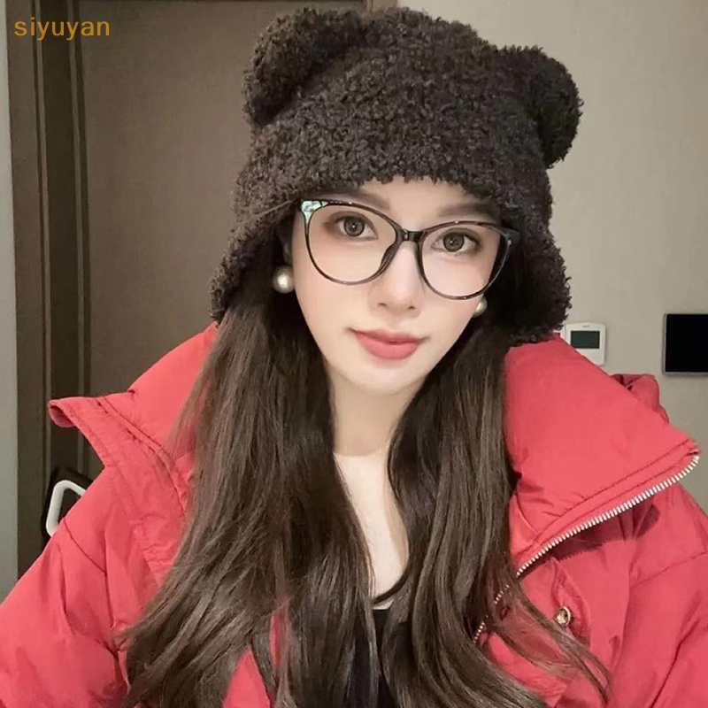Siyuyan Mũ Len Dệt Kim Giữ Ấm Tai Gấu Dễ Thương vn
