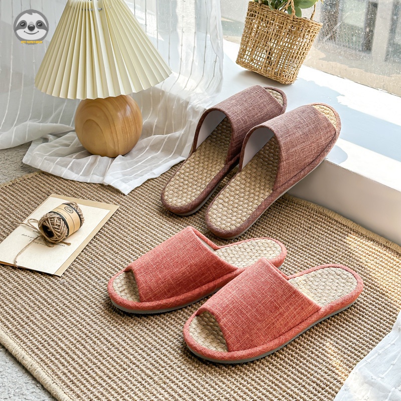 Dép Đi Trong Nhà / Đi Trong Nhà / Đi Biển Bằng Vải Lanh Phong Cách muji Nhật Bản Chống Nước Im Lặng Cho Cặp Đôi