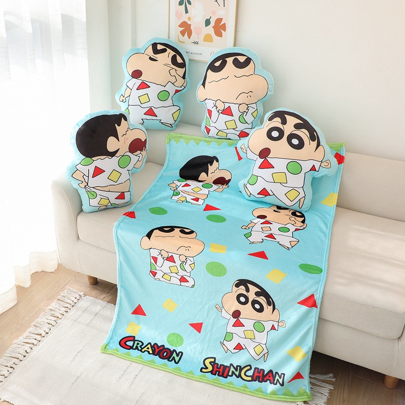 Siy7 Crayon Shin-chan Anime Gối Chăn 2 Trong 1 Mềm Đệm Sang Trọng Búp Bê Đồ Chơi Ngủ Gối Văn Phòng Sinh Viên Kid Trang Trí Nhà