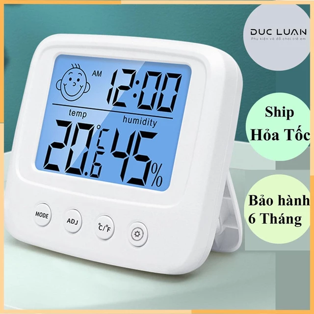 Nhiệt Ẩm kế Điện Tử Đo Nhiệt Độ Và Độ Ẩm Phòng Ngủ Cho Bé - Nhiệt kế cảnh báo độ ẩm