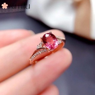 ♥ Chính Hãng Nhẫn tourmaline Đính Đá Pha Lê Hồng Vàng Phong Cách Mới Cho Nữ