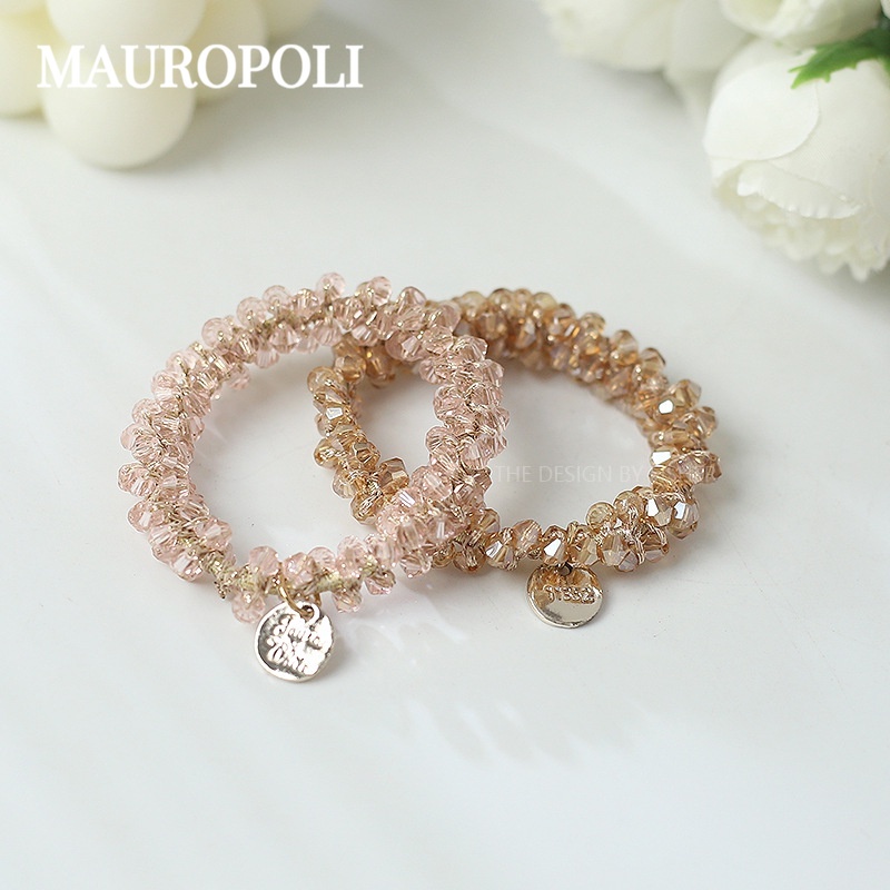 Mauropoli [Sẵn sàng] Dây buộc tóc pha lê đơn giản Tính khí nữ Thanh lịch Hàn Quốc Dongdaemun