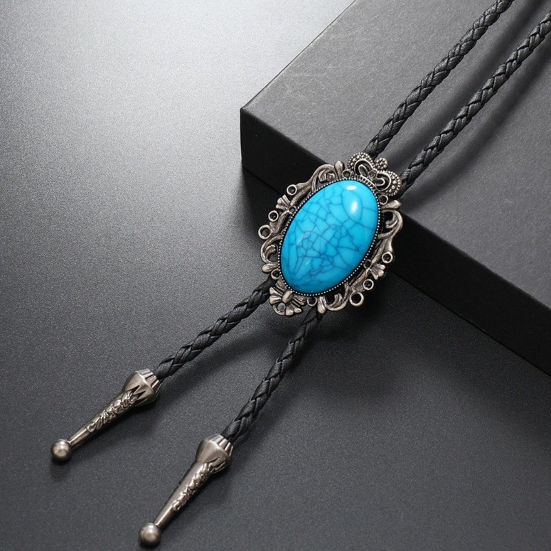 Giữ Turquoise Bolo Ties Cổ Áo Tây Bolo Tie Nam Cao Bồi Cổ Phụ Kiện