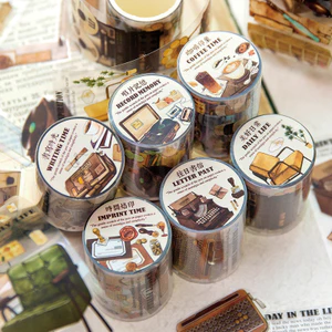 1 Cuộn Băng Keo PET Washi Họa Tiết Vintage Trang Trí Sổ Lưu Niệm