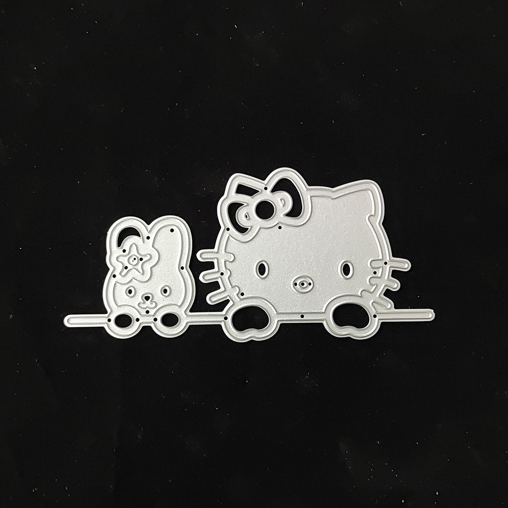 Mèo HelloKitty Kim Loại Thép Carbon Khắc Khuôn Sổ Lưu Niệm DIY Cắt Dập Nổi Mẫu 5199