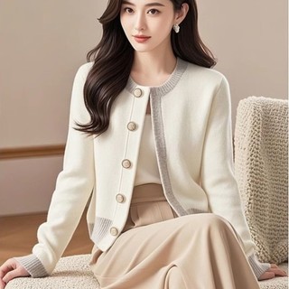 Thời Trang Đơn Giản Màu Sắc Phù Hợp Áo Len Áo Khoác Nữ Xuân Thu Phong Cách Mới Rời Tính Khí Tất Cả Trận Đấu Dệt Kim