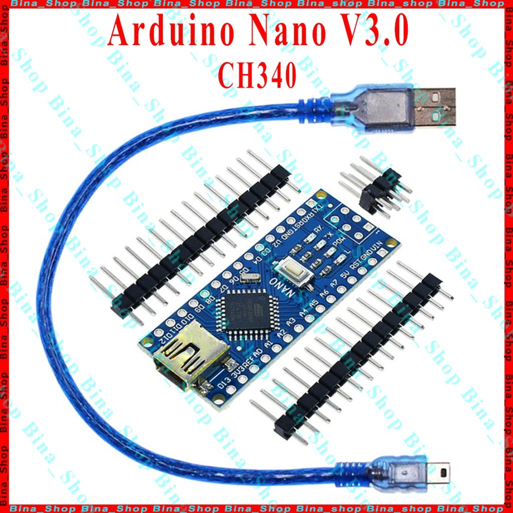 Arduino Nano V3.0 CH340 Atmega328P, cáp Mini USB (mua riêng) | Shopee ...