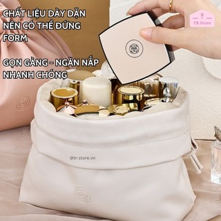Túi Mỹ Phẩm Dạng Rút Rose Da PU Cao Cấp Du Lịch Leather Pouch