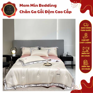 Bộ Chăn Ga Gối Chất Liệu Phi Lụa Với Thiết Kế Mới Đẹp Xinh Lung Linh , Sang Chảnh - MemMinbedding Luxury