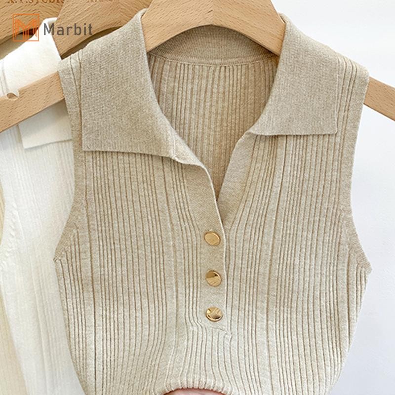 Marbit Thời Trang Thường Ngày Màu Trơn Gợi Cảm Đi Lại Nút Ngọt Ngào Ve Áo Vest Nữ Mới